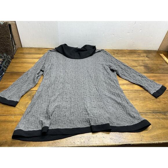 Ali Miles Tunic Top Shirt Size 3X Stretch Pockets Crinkle Cowl Neck Blouse - Picture 9 of 9